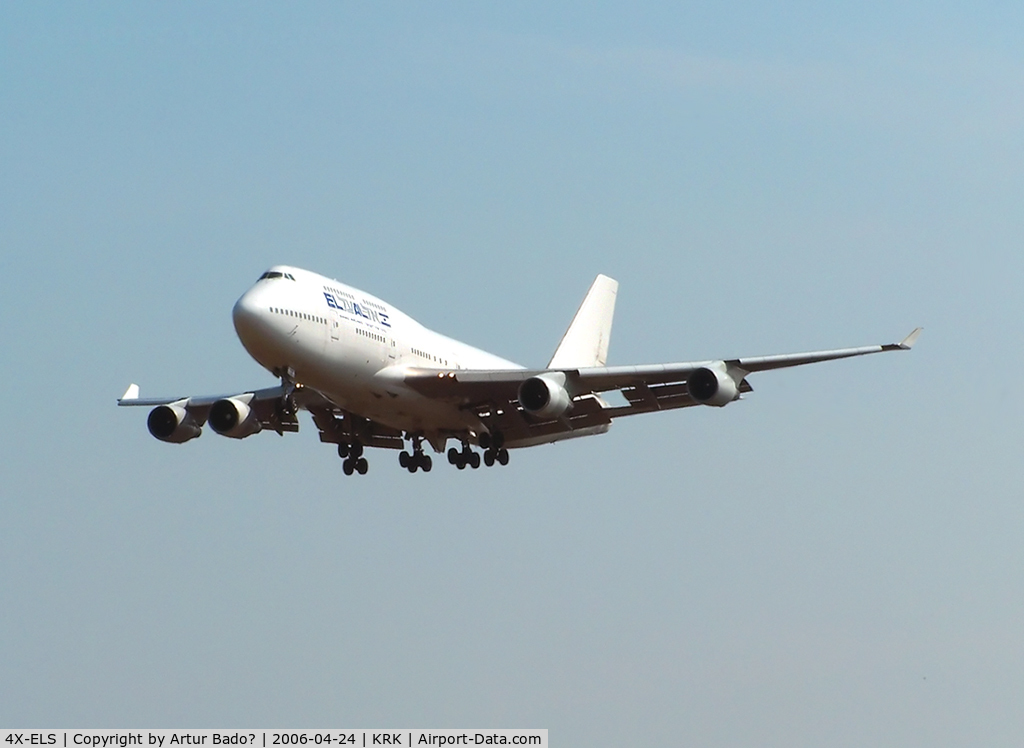 4X-ELS, 1992 Boeing 747-412 C/N 27132, ElAl - landing rwy 25 in Krakow-Balice