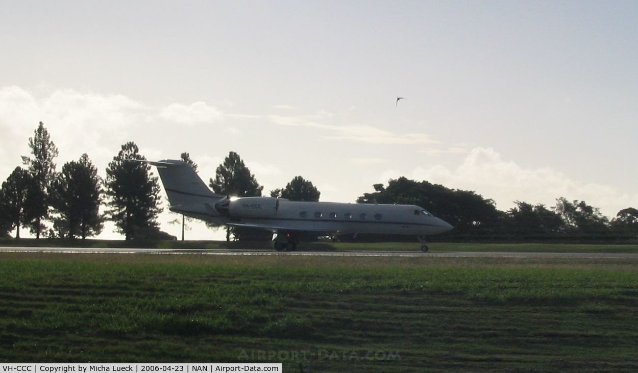 VH-CCC, 1988 Gulfstream Aerospace G-IV C/N 1083, Just touched down at Nadi International