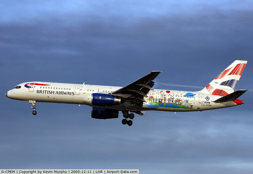 G-CPEM, 1997 Boeing 757-236 C/N 28665, Blue Peter special to 27L, at LHR.