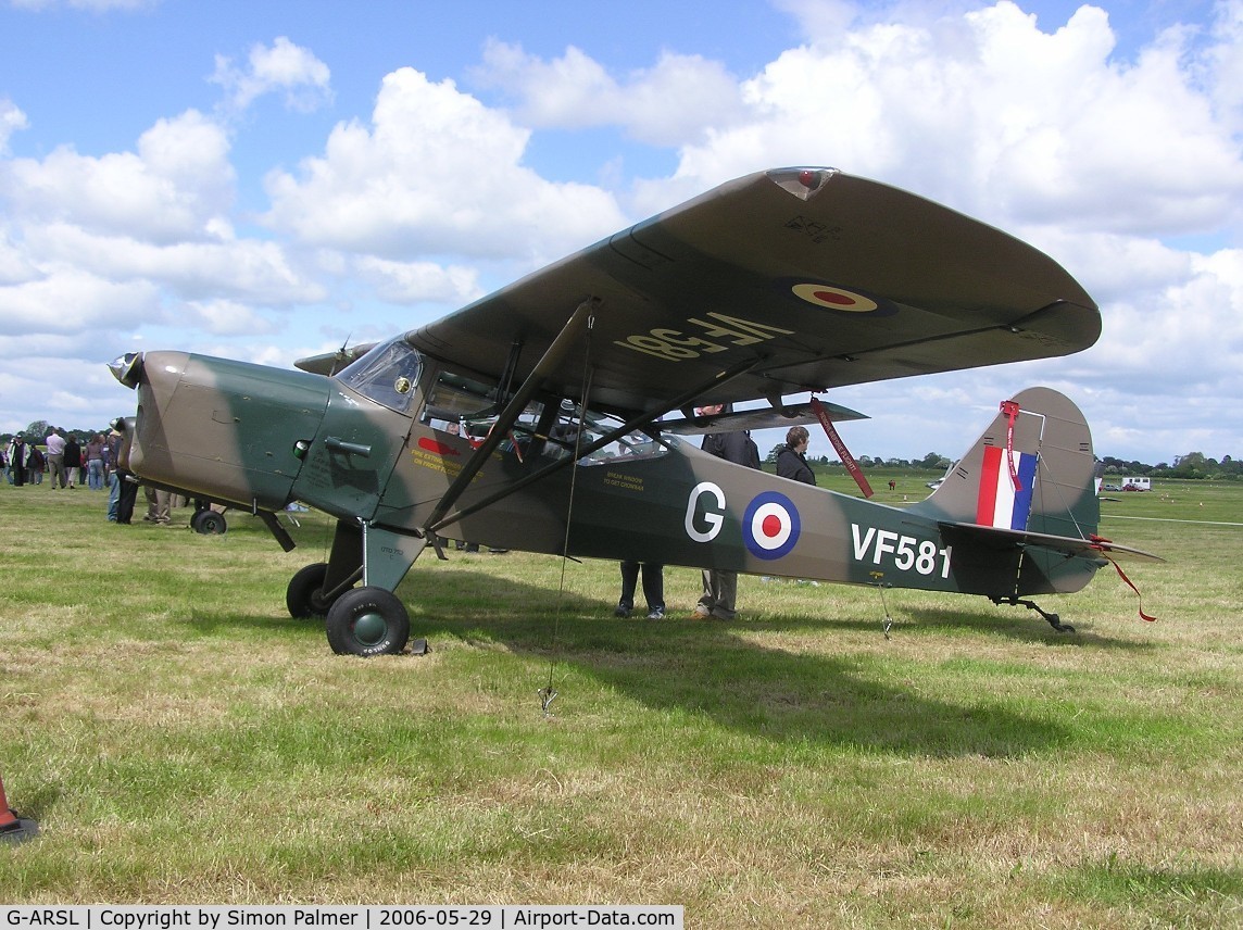 G-ARSL, 1946 Beagle A-61 Terrier 1 C/N 2539, Camouflaged Auster on a sunnier day at Keevil