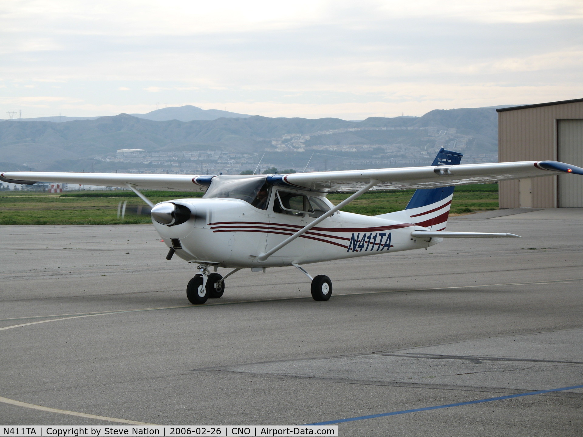N411TA, 1968 Cessna R172E C/N R172-0196, 1968 Cessna 172RE (marked as T-41A) taxying @ Chino Municipal Airport, CA
