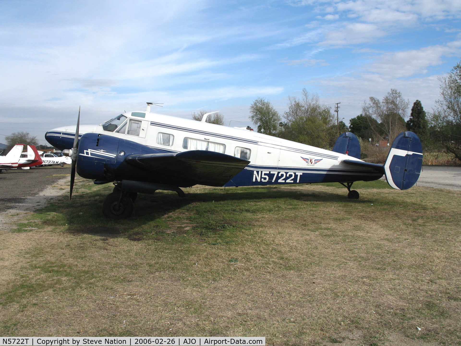 N5722T, 1960 Beech G18S C/N BA-552, Trans Island (titles) 1960 Beech G18S @ Corona Municipal Airport, CA