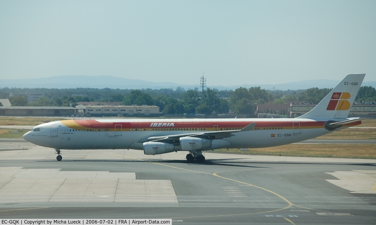 EC-GQK, 1997 Airbus A340-313 C/N 197, Iberia's A340 at Frankfurt