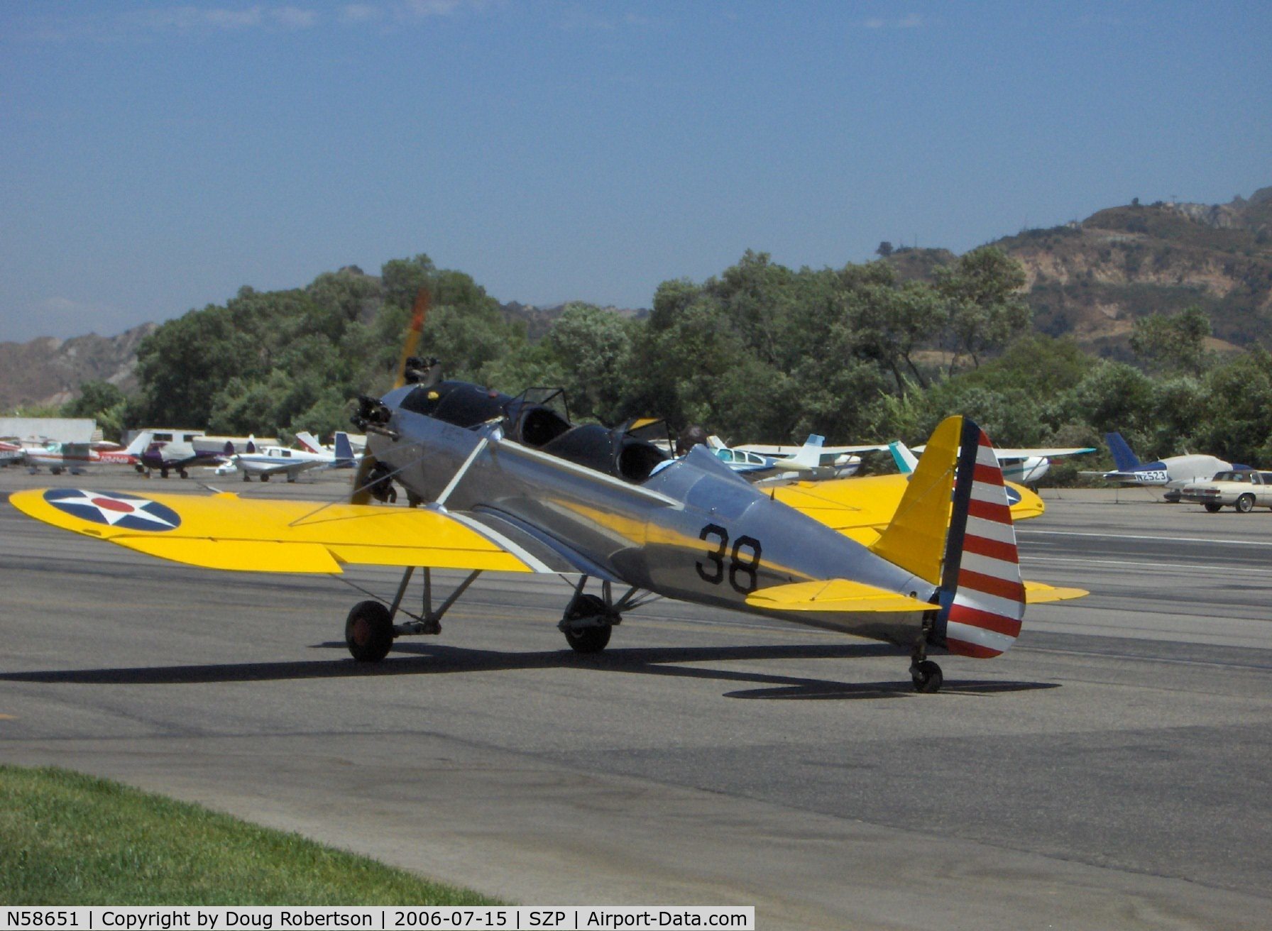 N58651, 1941 Ryan PT-22 Recruit (ST3KR) C/N 1426, 1941 Ryan Aeronautical ST-3KR as PT-22, Kinner R5 160 Hp, taxi to Runway 22