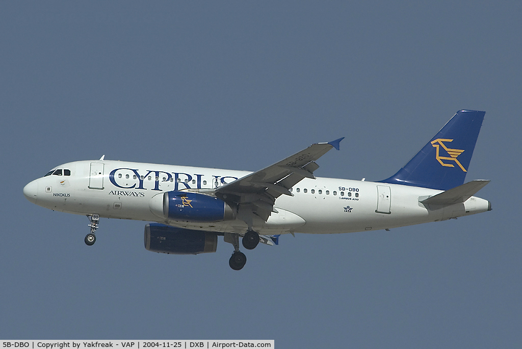 5B-DBO, 2002 Airbus A319-132 C/N 1729, Cyprus Airways Airbus 319
