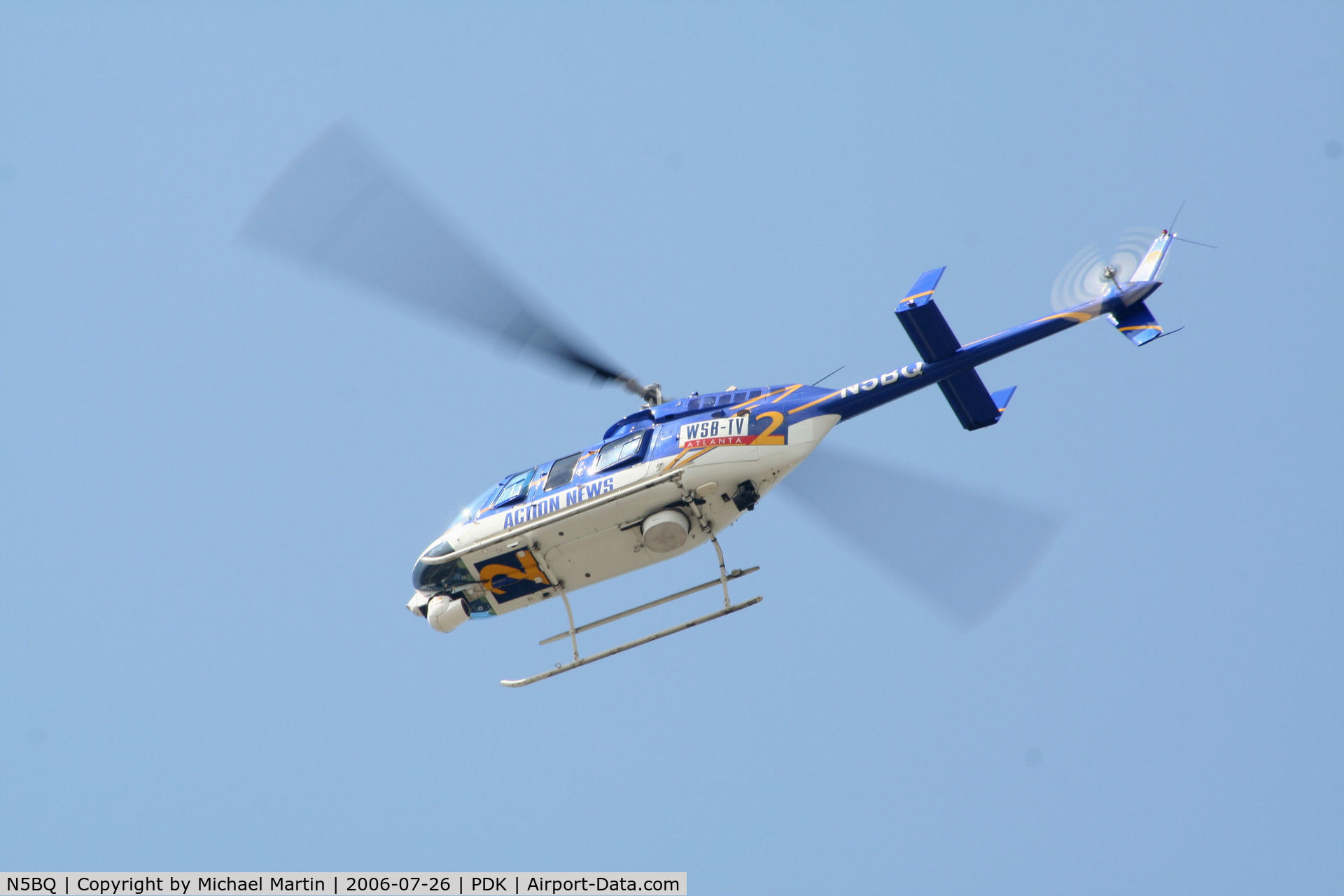 N5BQ, 1992 Bell 206L-4 LongRanger IV LongRanger C/N 52007, WSB TV-2 Action News Helicopter Returning From Story