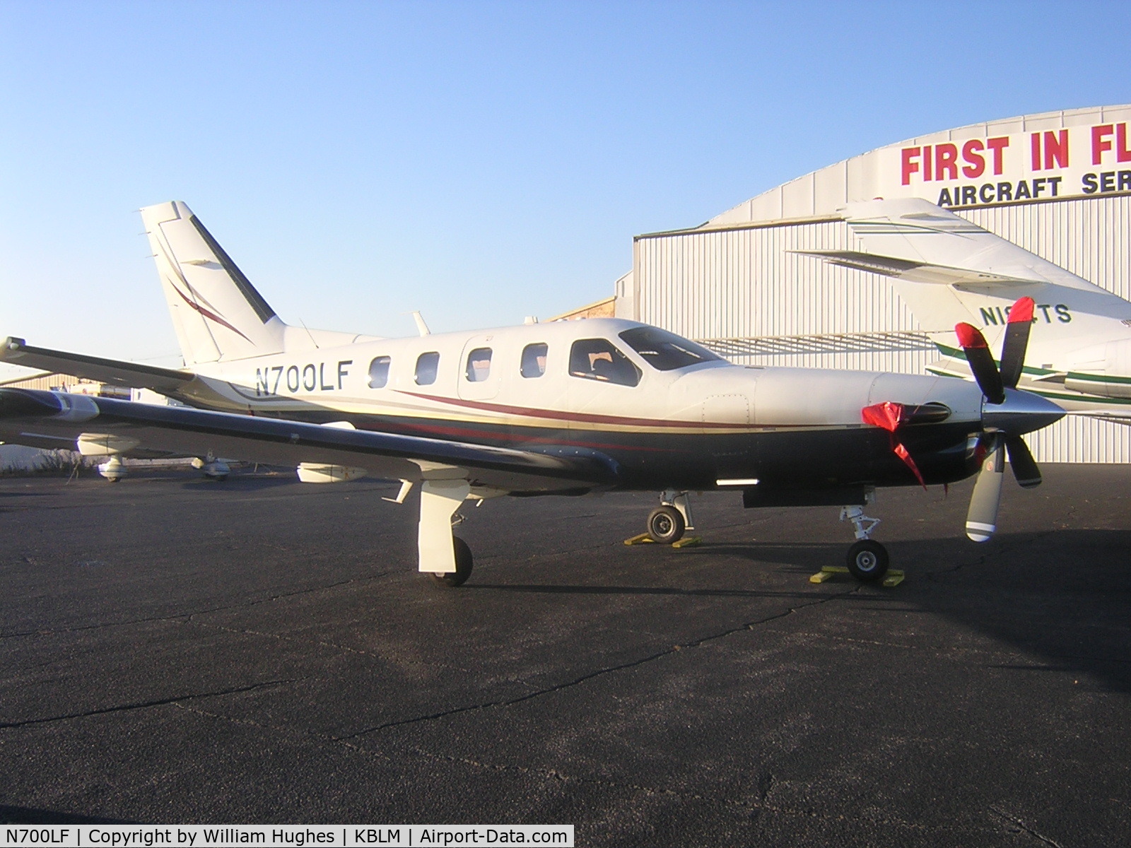 N700LF, 2003 Socata TBM-700 C/N 270, sitting on the ramp ready to depart to Ocean Reef Club in Florida (07FA) private airport