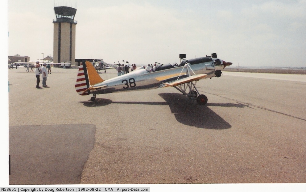 N58651, 1941 Ryan PT-22 Recruit (ST3KR) C/N 1426, 1941 Ryan Aeronautical ST-3KR as PT-22, at Camarillo Airshow, CMA Tower in background