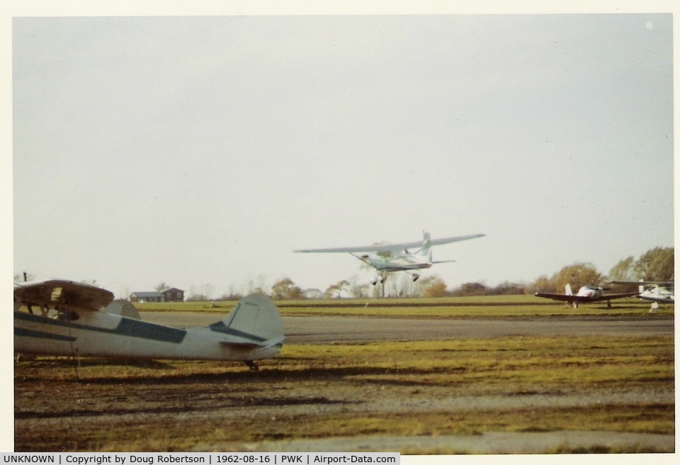 UNKNOWN, Miscellaneous Various C/N unknown, 1959 Cessna 172, Continental O-300A 145 Hp near touchdown at PWK, Cessna 195 tied down in foreground. Field was called Palwaukee Airport at the time.
