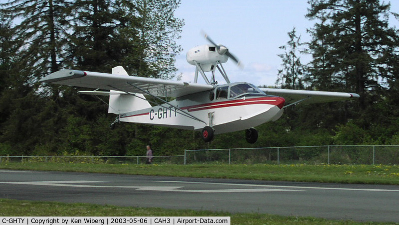 C-GHTY, 1976 Volmer VJ-22 Sportsman C/N DJA1, Shortly after returning to flight after have some work done, the Sportsman looks quite at home, coming in over the numbers of RWY 13 at Courtenay Airpark, Vancouver Island.