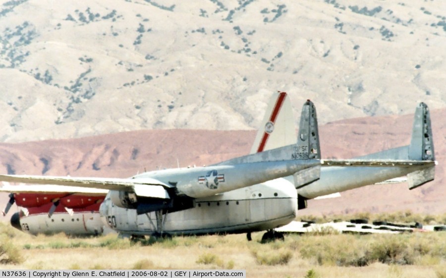 N37636, Fairchild C-119L Flying Boxcar C/N 253, In storage, shot with 600mm lens