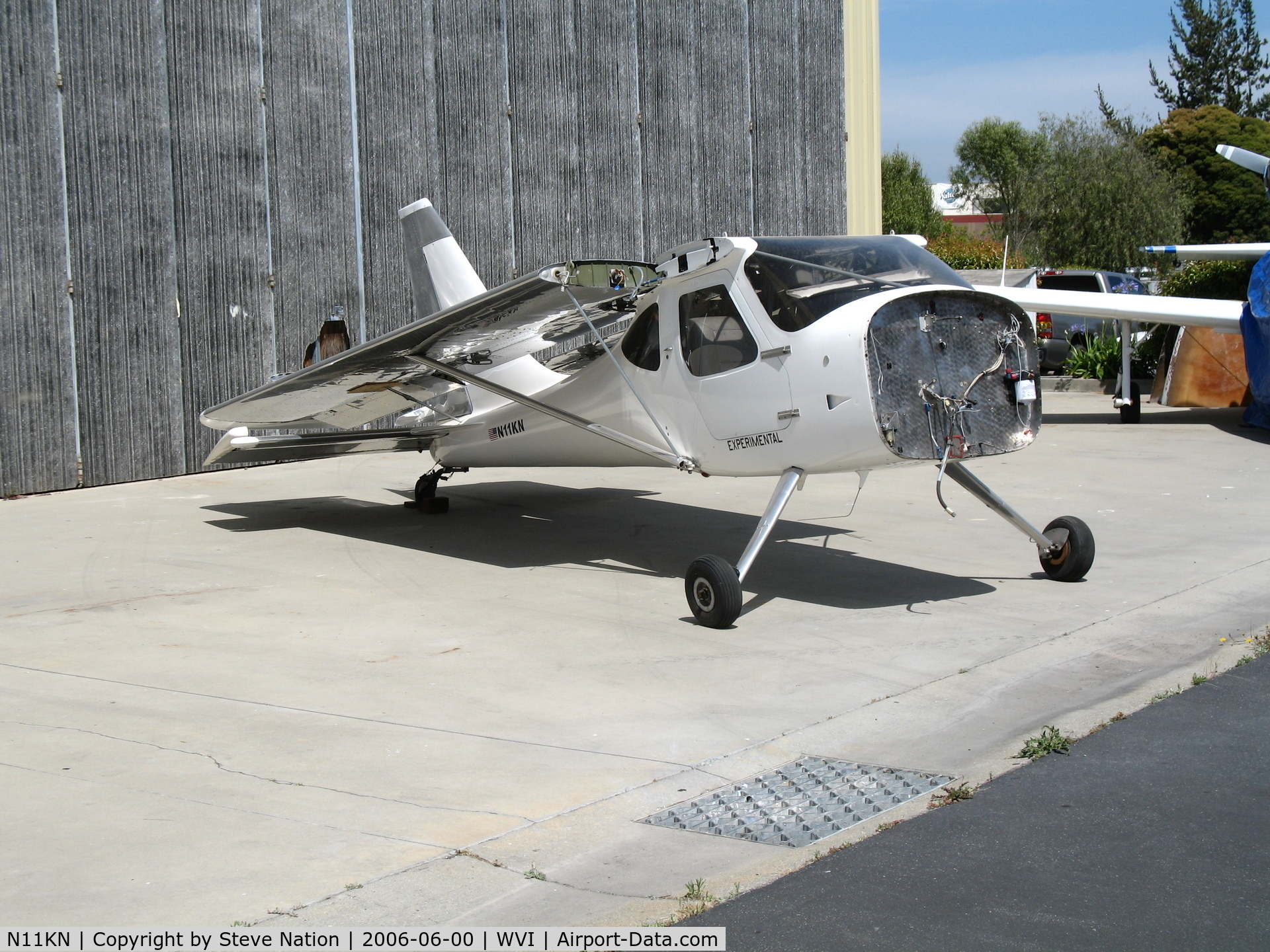 N11KN, 1996 Stoddard-Hamilton GlaStar C/N 5267, 1996 Nastro GLASTAR homebuilt with wings folded and sans engine @ Watsonville Municipal Airport, CA
