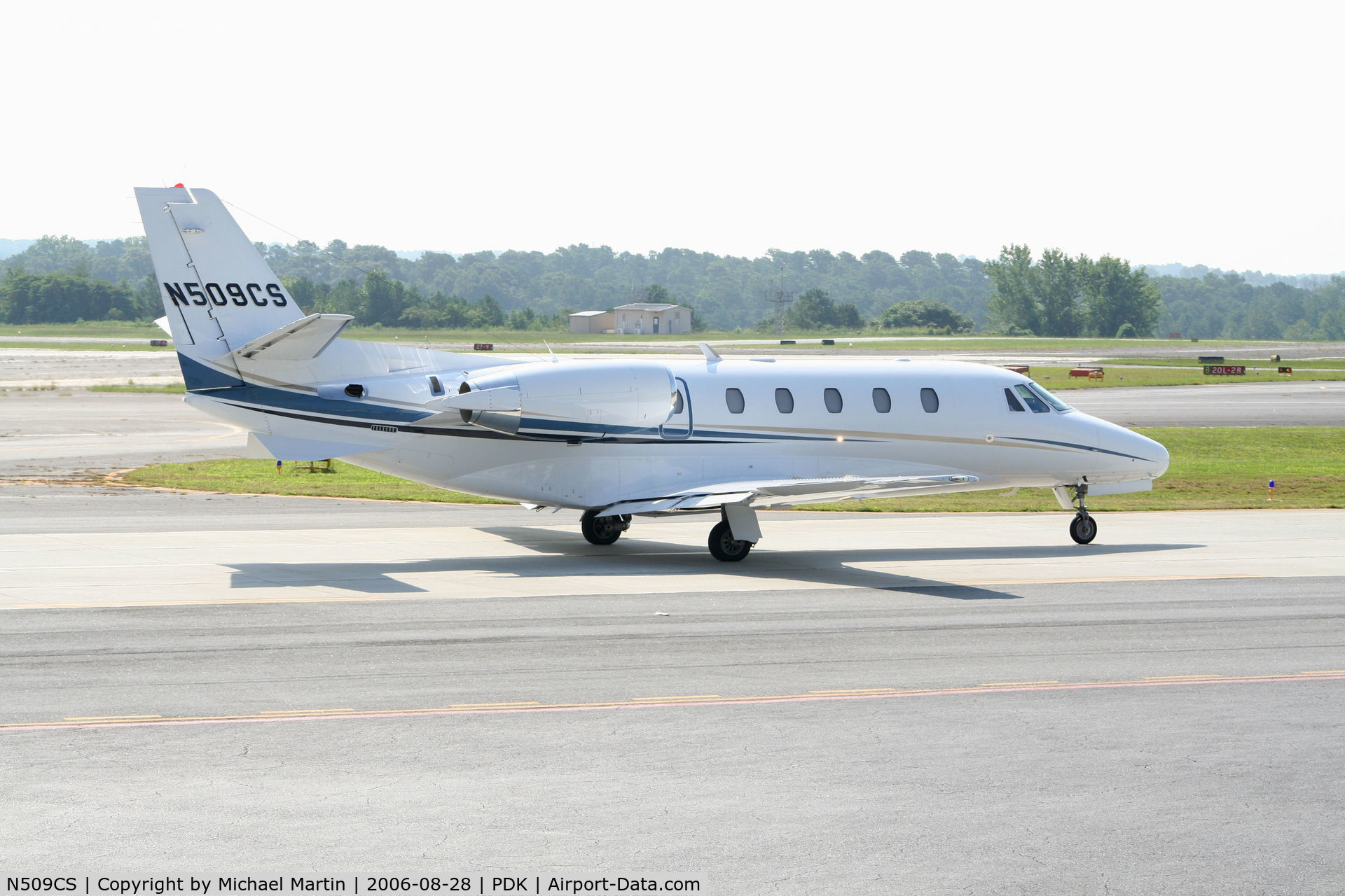 N509CS, 2003 Cessna 560XL Citation Excel C/N 560-5310, Taxing past Mercury Air Service