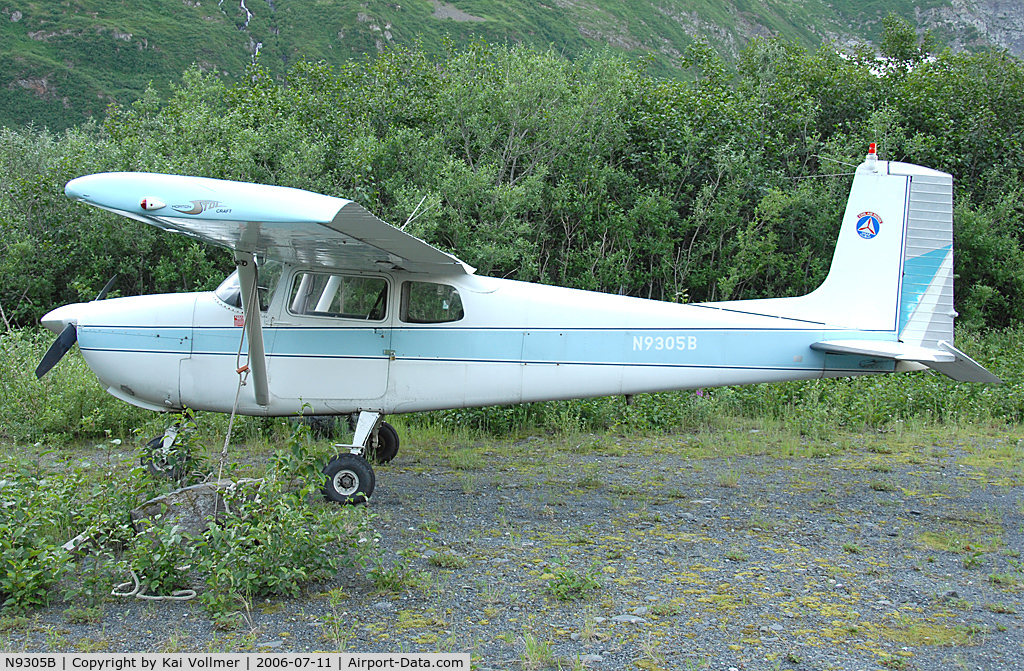 N9305B, 1958 Cessna 175 Skylark C/N 55105, parked at Whittier,AK airstrip