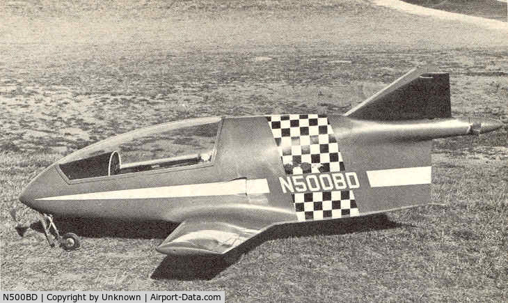 N500BD, 1971 Bede BD-5 C/N 1 (N500BD), First BD-5 prototype, rare pic with V-tail