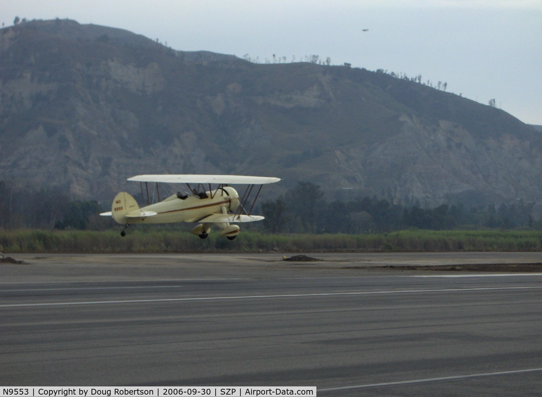 N9553, 1929 Waco ATO TAPERWING C/N A-44, NuWaco ATO TAPERWING semi-replica, Jacobs R755 B-2 275 Hp, takeoff practice Runway 22