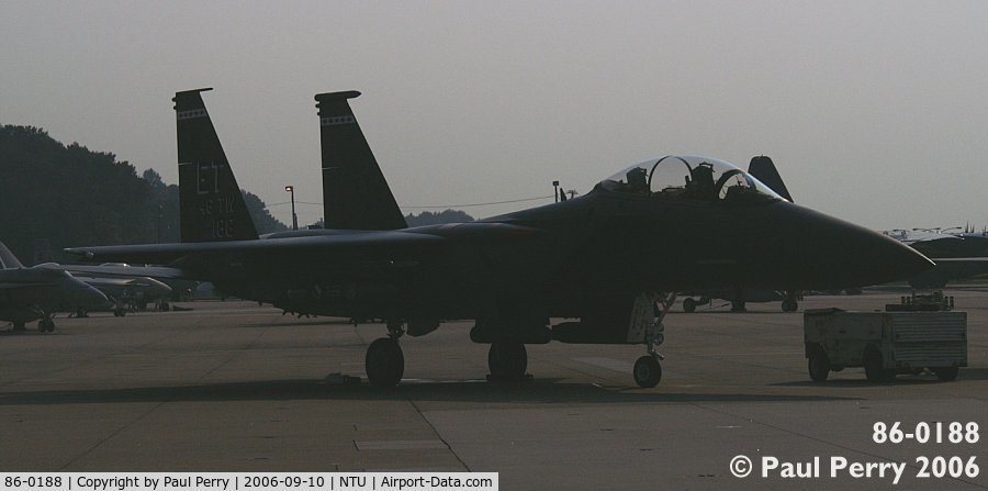 86-0188, 1988 McDonnell Douglas F-15E Strike Eagle C/N 1026/E006, Strike Eagle in from Eglin, in the afternoon sun