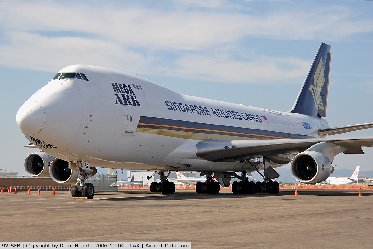 9V-SFB, 1994 Boeing 747-412F/SCD C/N 26561, Singapore Airlines Cargo 9V-SFB parked on the ramp at LAX.