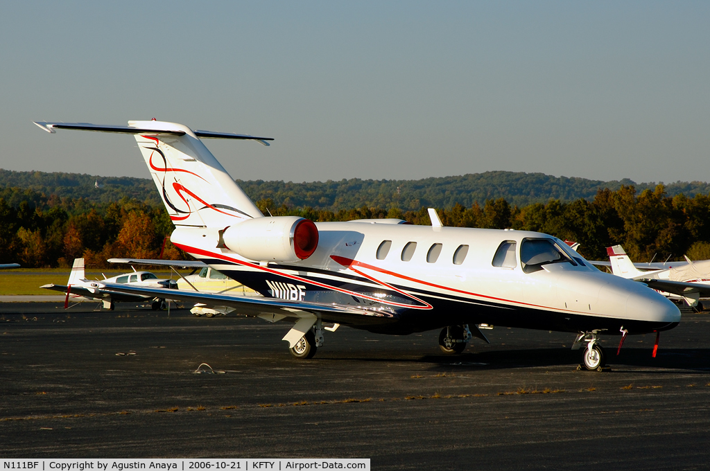 N111BF, 1996 Cessna 525 CitationJet C/N 525-0140, Parked at the Raytheon ramp.