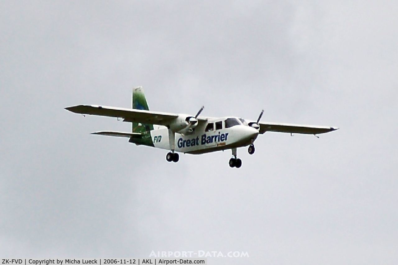 ZK-FVD, 1973 Britten-Norman BN-2A-26 Islander C/N 316, Great Barrier Airlines uses a variety of aircraft for their services between the island and the mainland