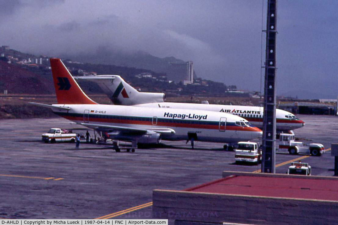 D-AHLD, 1990 Boeing 737-5K5 C/N 24926, In days where the runway in Funchal was so short that even the B737 couldn't take-off fully loaded. It had to stop at the neighbour island Porto Santo for picking up fuel for the flight back to Cologne...