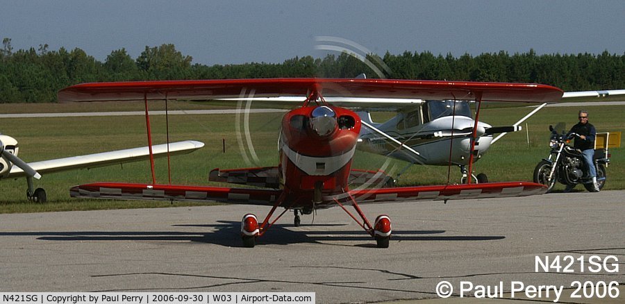 N421SG, 2003 Aviat Pitts S-2C Special C/N 6059, Scott Gerow making an appearance in Wilson