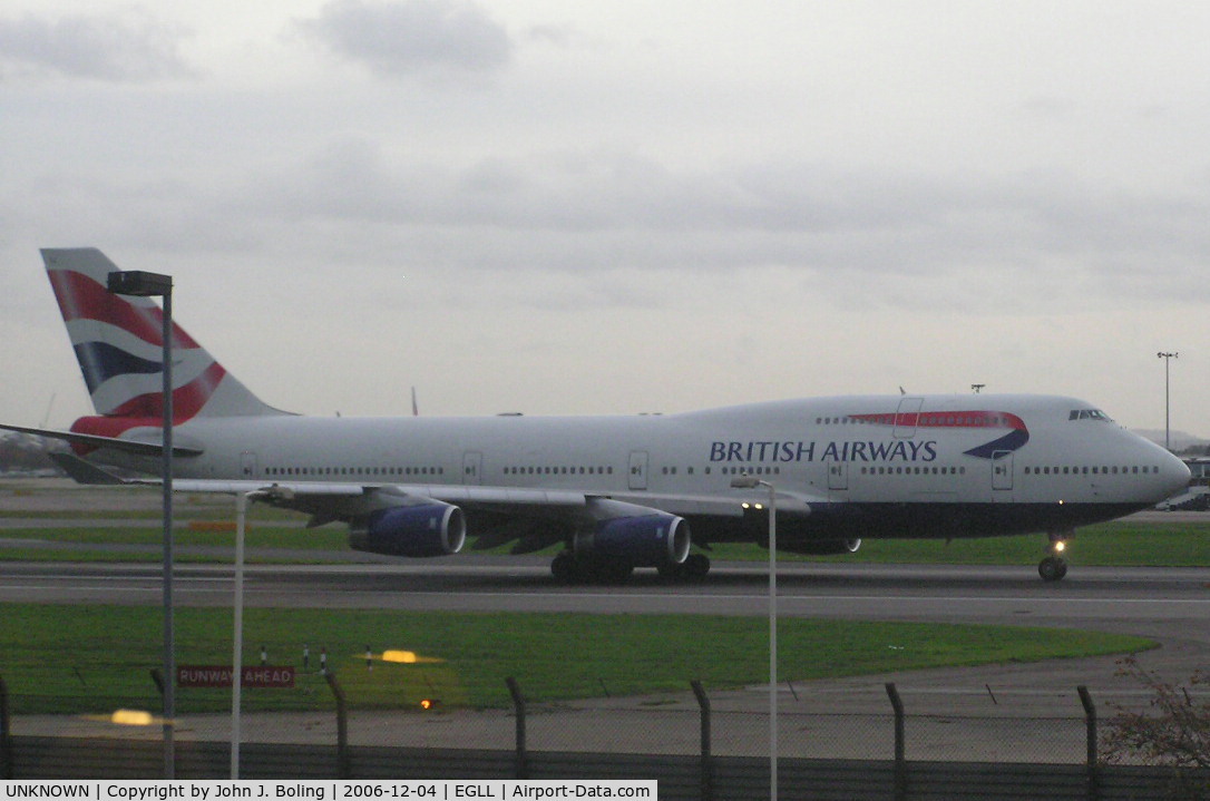 UNKNOWN, Boeing 747 C/N Unknown, British Airways 747-400 on take off roll runway 27R at Heathrow