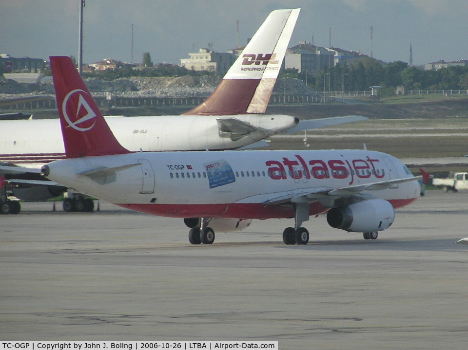 TC-OGP, 2005 Airbus A320-232 C/N 2453, Atlas Jet A-320 taxi out at Ataturk Airport, Istanbul, Turkey