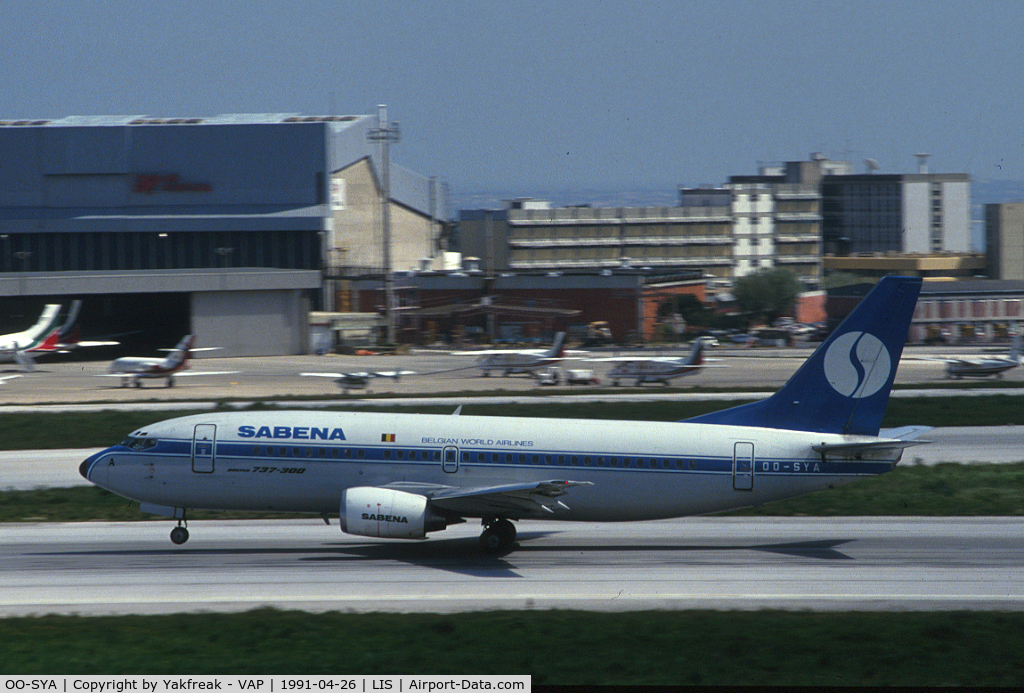 OO-SYA, 1989 Boeing 737-329 C/N 24355/1709, Sabena Boeing 737-300