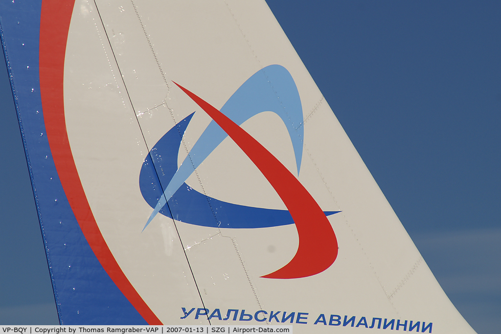 VP-BQY, 1990 Airbus A320-211 C/N 140, Ural Airlines A320 (tail close up)