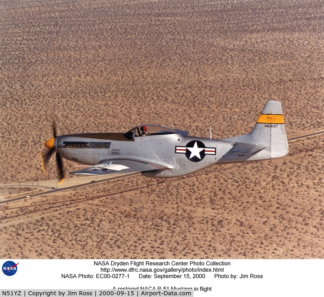 N51YZ, 1945 North American P-51D Mustang C/N 44-84900, NACA 127 at Edwards AFB
