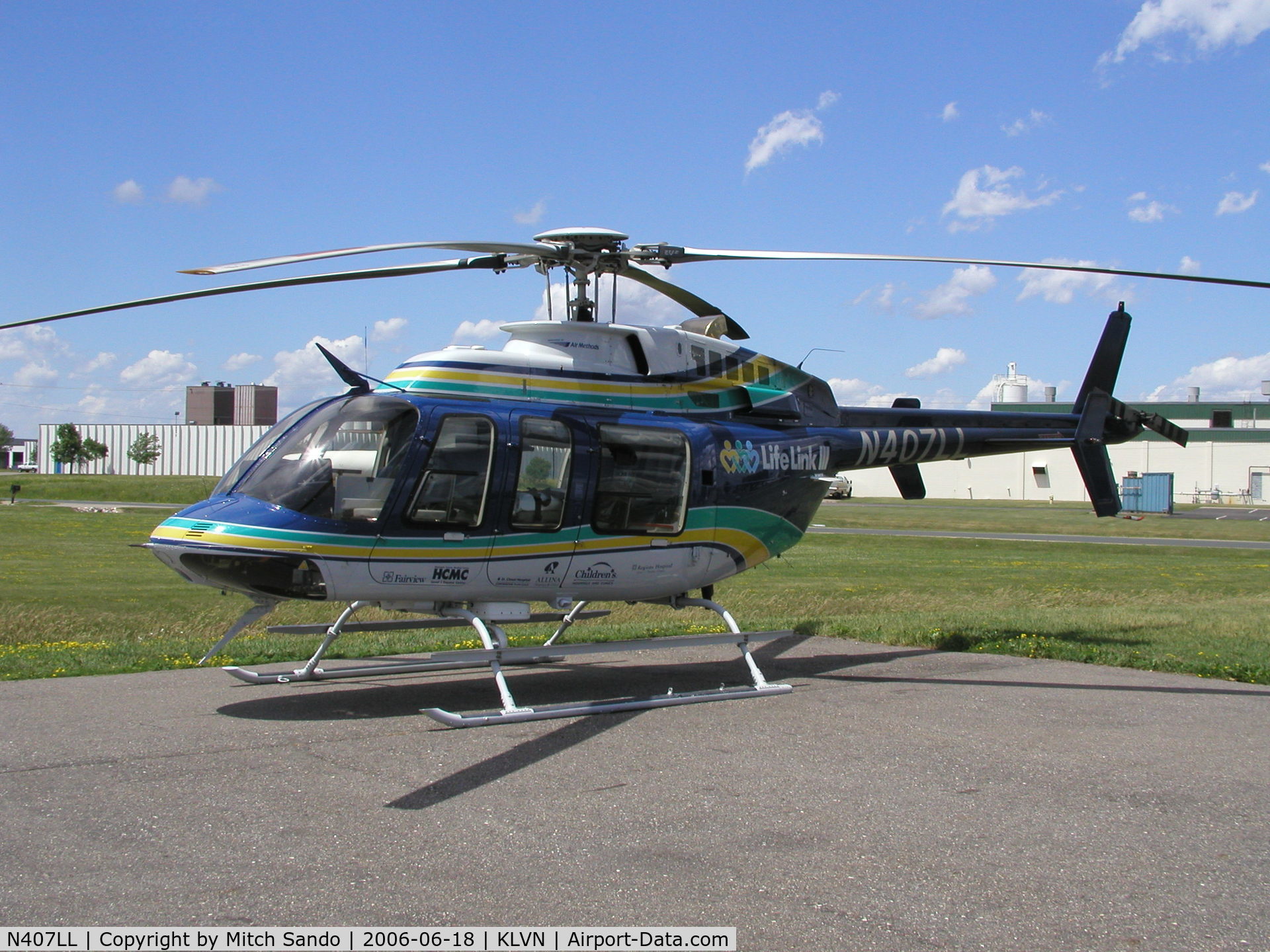 N407LL, 2003 Bell 407 C/N 53561, Life Link's Bell 407 sitting at Airlake on a great day!