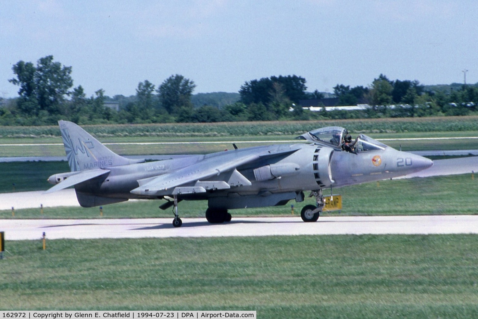 162972, McDonnell Douglas AV-8B Harrier II C/N 512098/92, Taxiing in after flying