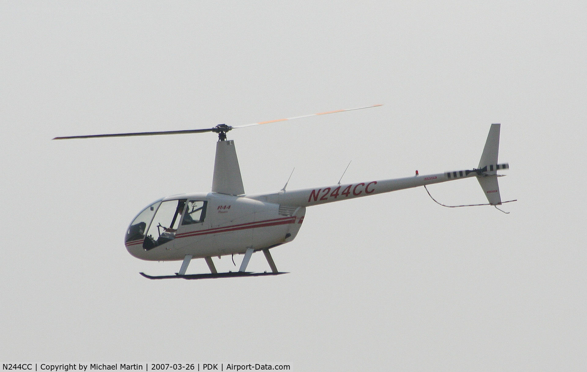 N244CC, 2000 Robinson R44 C/N 0860, Preparing to land at Mercury Air Center