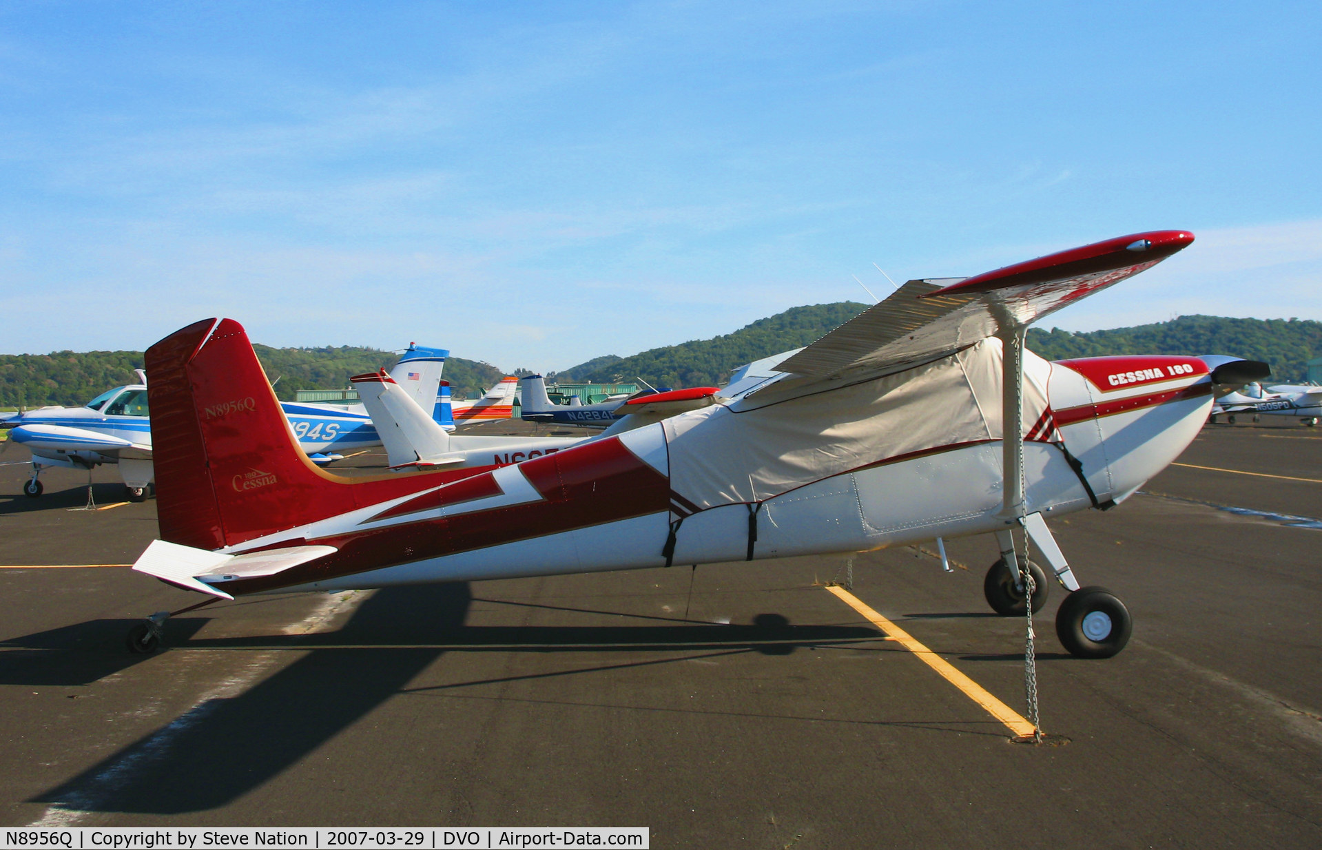 N8956Q, Cessna 180A C/N 32776, Cessna 180A with cockpit cover @ Gnoss Field (Novato), CA