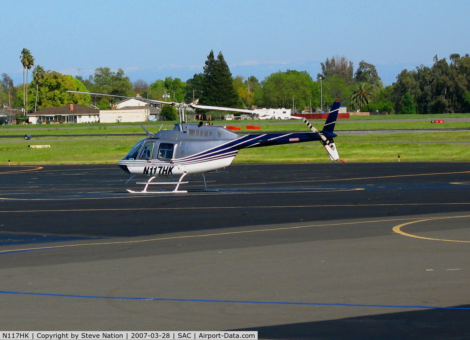 N117HK, 1997 Bell 206B JetRanger III C/N 4462, Settan Corp. 1997 Bell 206B en route Santa Barbara, CA @ Sacramento Executive Airport, CA