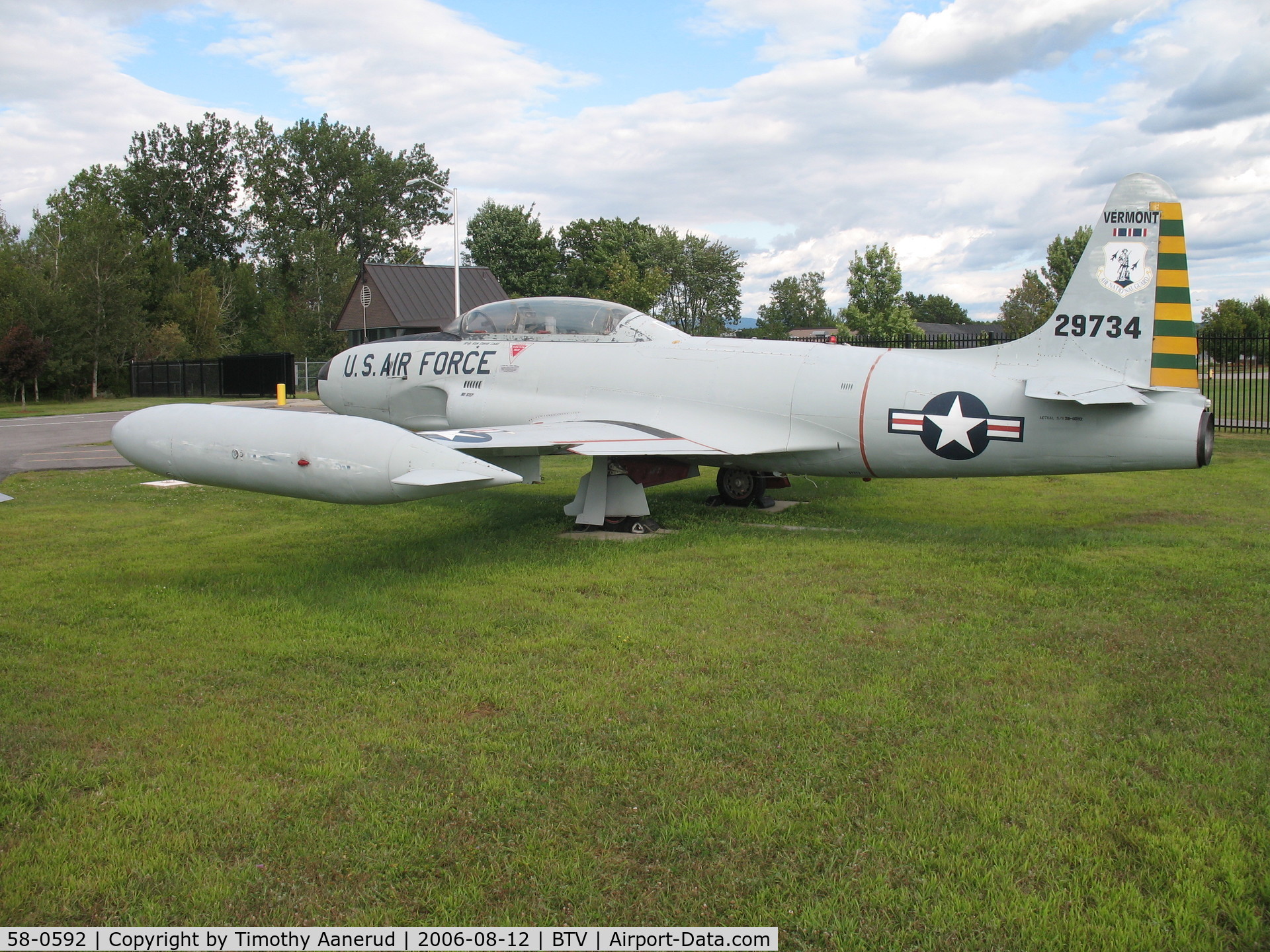 58-0592, 1958 Lockheed T-33A Shooting Star C/N 580-1561, Lockheed T-33A, Vermont ANG.  Serial number displayed is not the actual serial number.