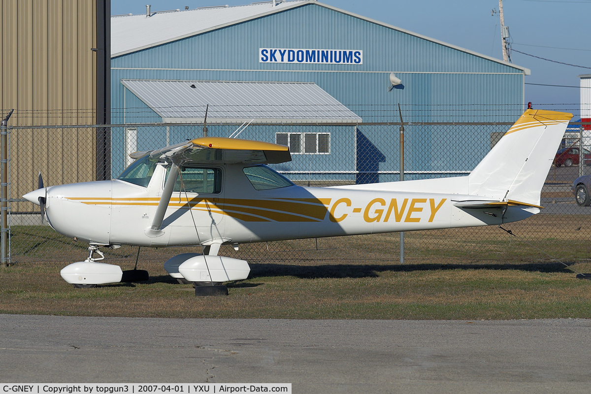 C-GNEY, 1973 Cessna 150L C/N 15075074, Parked by Aero Academy