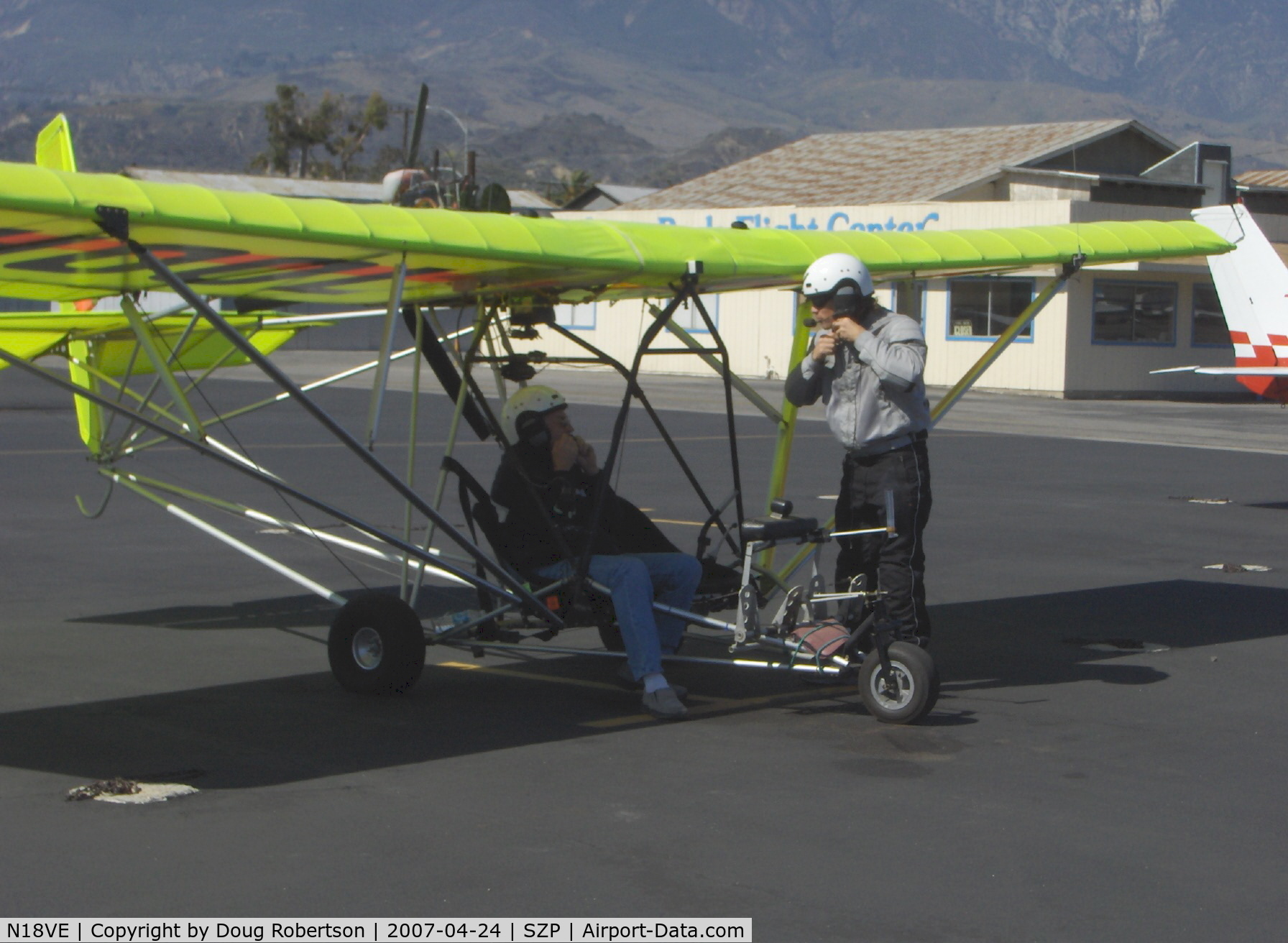 N18VE, 2003 M-Squared Breese 2 C/N 000550, M-Squared BREESE 2 Ultralight, Rotax 503 2 cylinder two-stroke 52 Hp, preflight-donning helmets