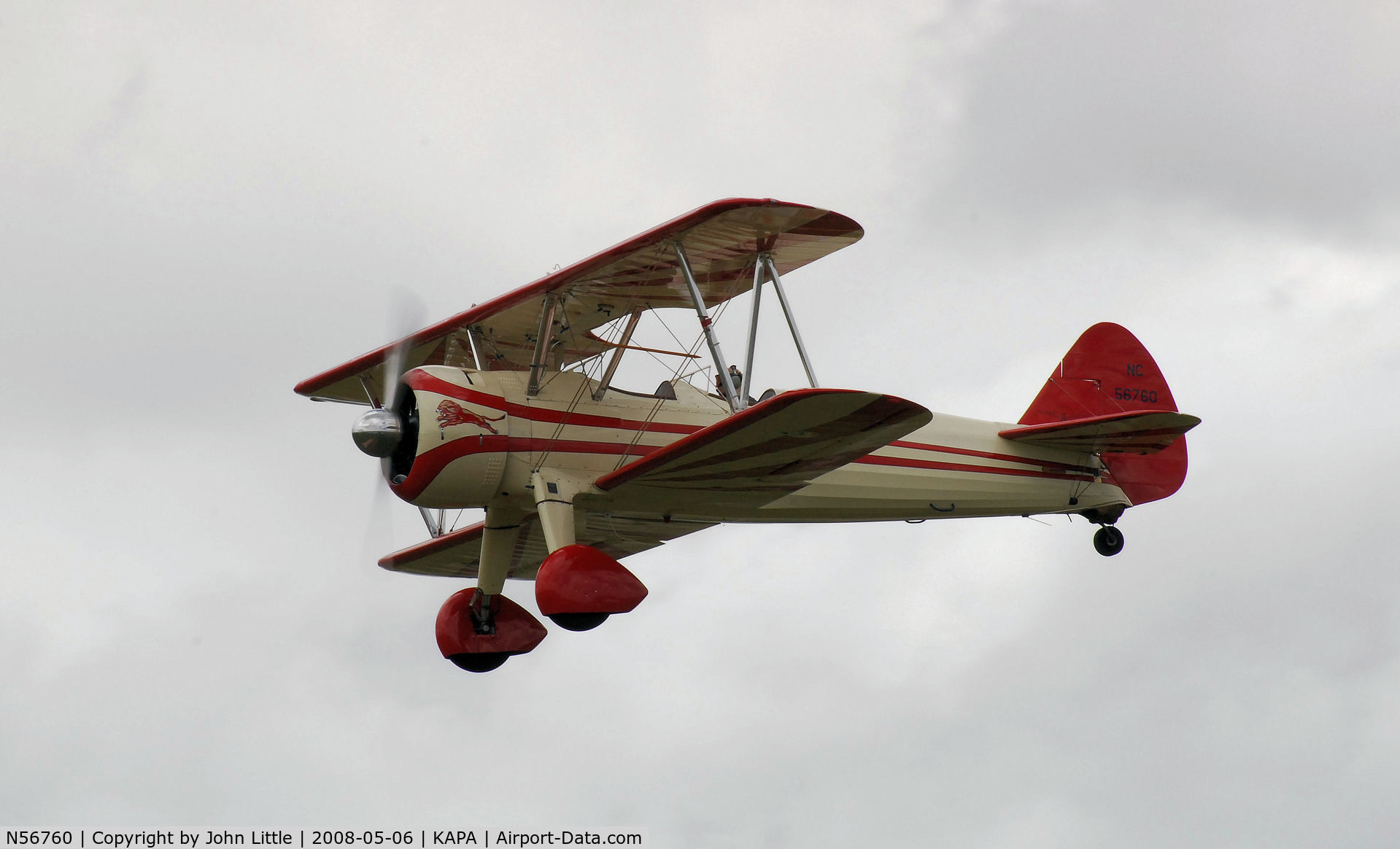 N56760, 1936 Boeing A75 C/N 75-017, Stearman in gusty winds and weather front
