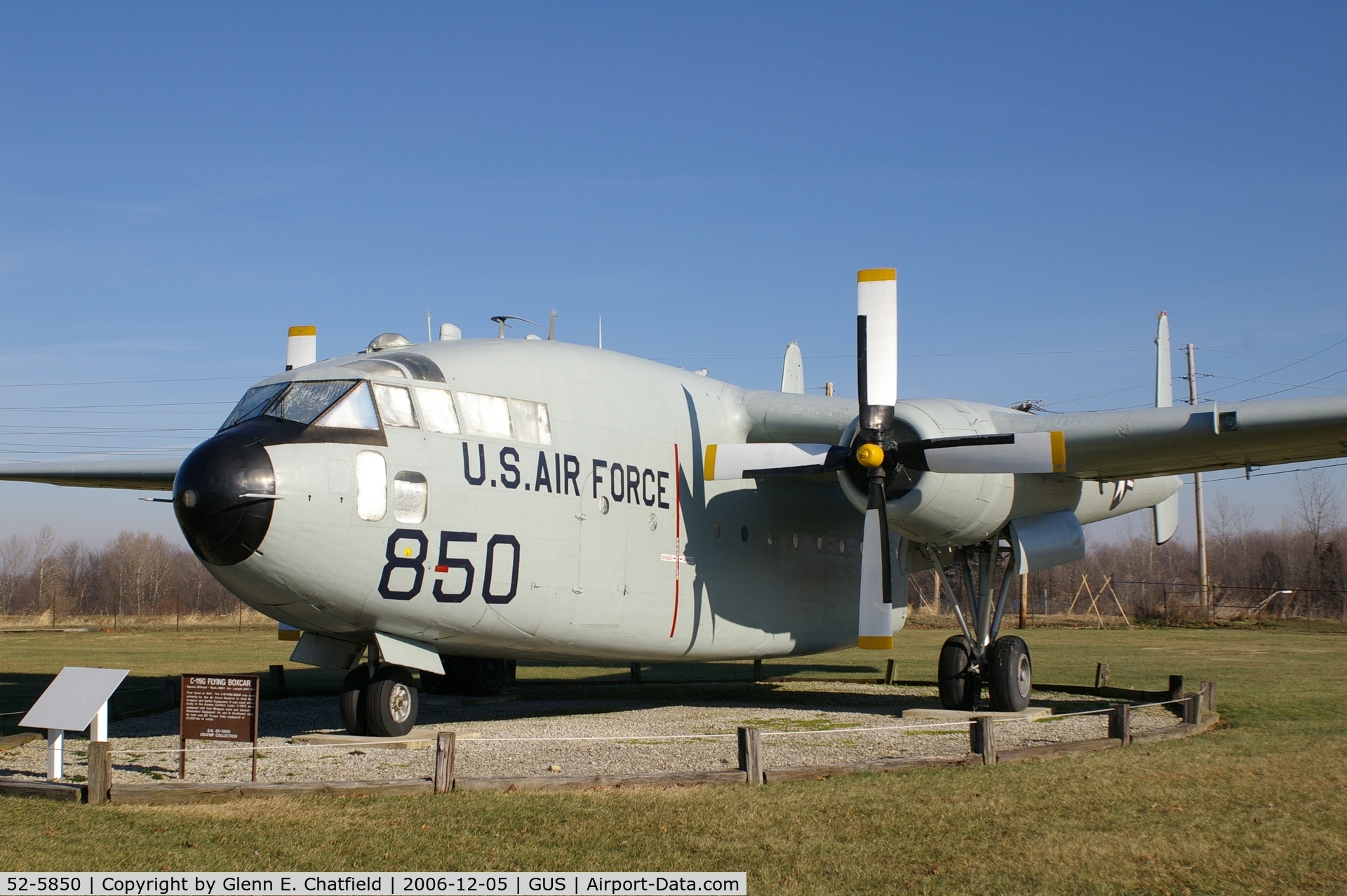 52-5850, 1952 Fairchild C-119G Flying Boxcar C/N 11009, C-119G at Grissom AFB Museum