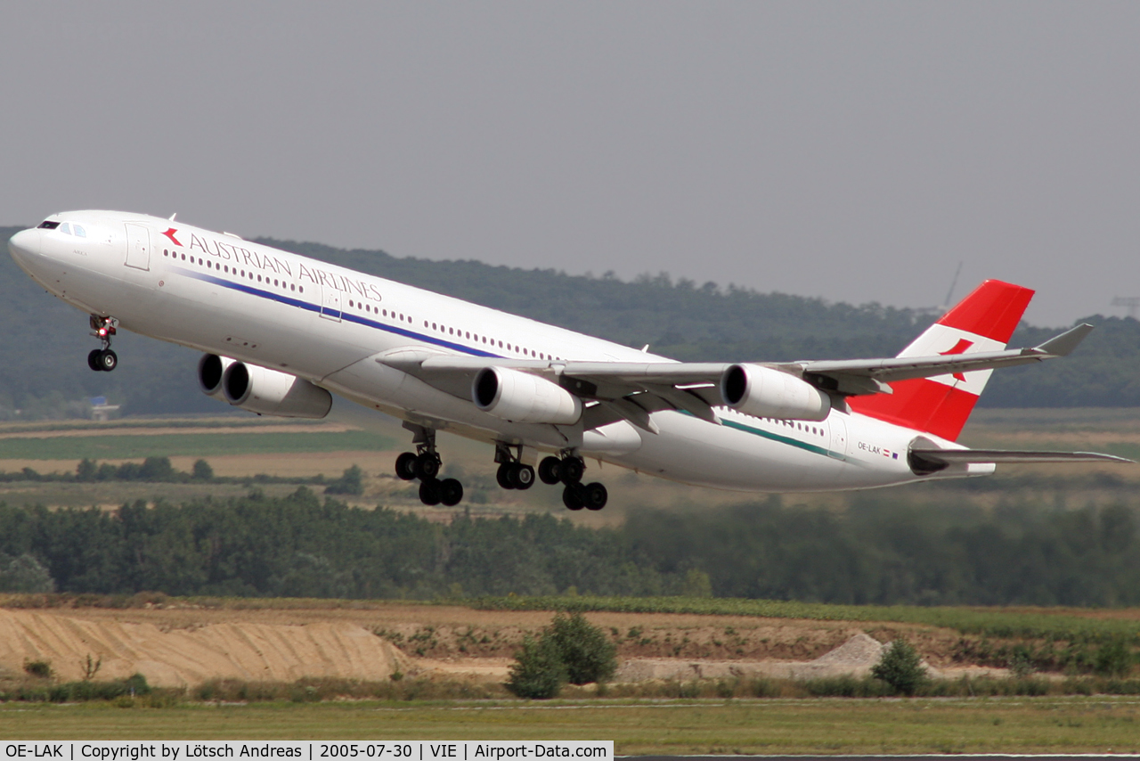 OE-LAK, 1997 Airbus A340-313 C/N 169, take off RWY34