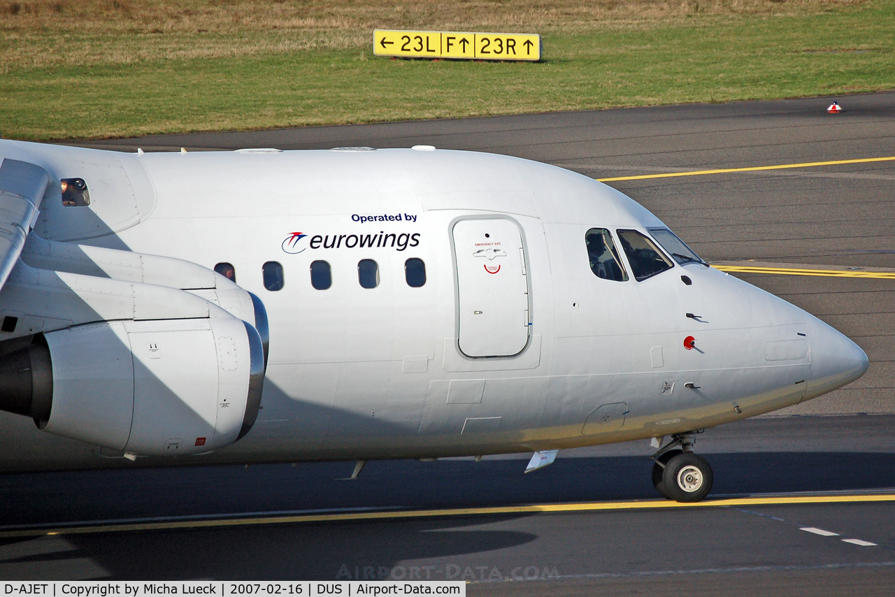 D-AJET, 1991 British Aerospace BAe.146-200 C/N E2201, Taxiing to the runway