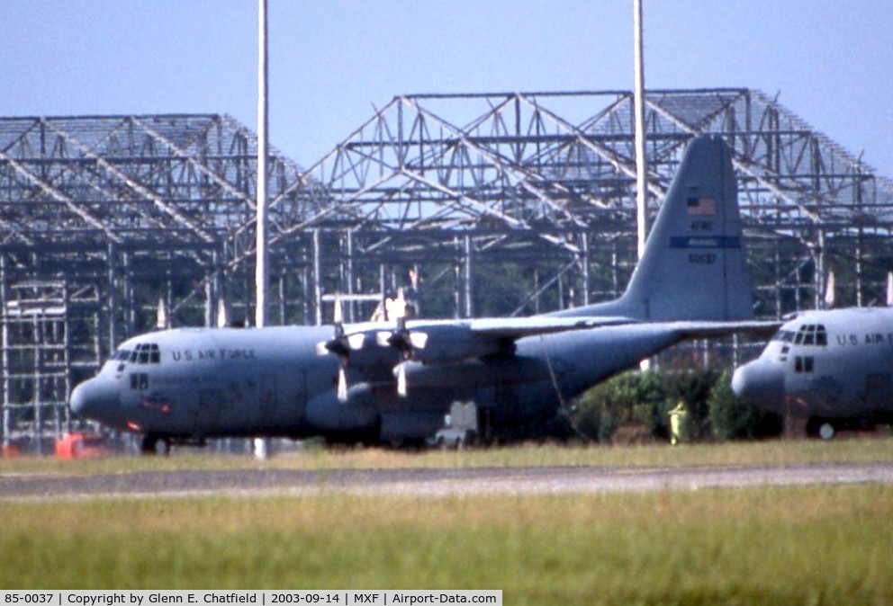 85-0037, 1985 Lockheed C-130H Hercules C/N 382-5077, C-130H shot from highway using 600mm lens with 2X teleconverter.  Long distance!