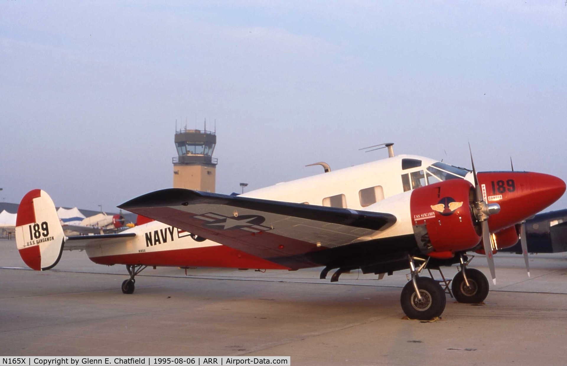 N165X, 1956 Beech E18S C/N BA-189, Nice Navy paint scheme, although I can't find that bird as having been in the Navy