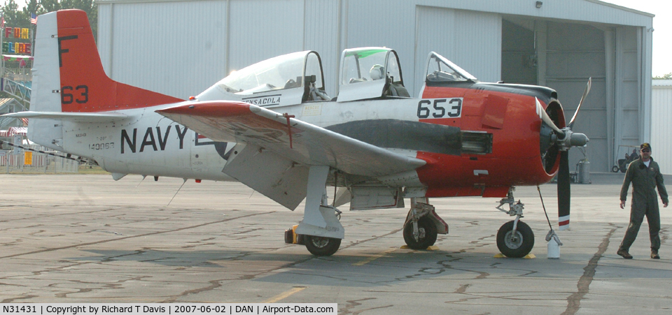 N31431, 1968 North American T-28C Trojan C/N 226-11 (140063), 1968 T-28C just arrived for the Southside Sky-Fest in Danville Va.