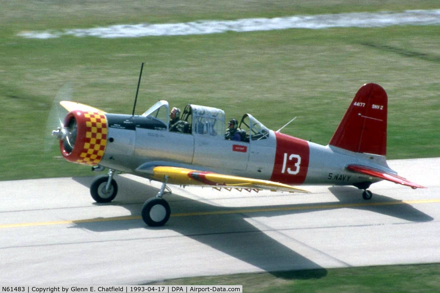 N61483, 1943 Consolidated Vultee SNV-2 C/N 79-1420, SNV-2, ex BT-13 44-32150, taxiing past the control tower