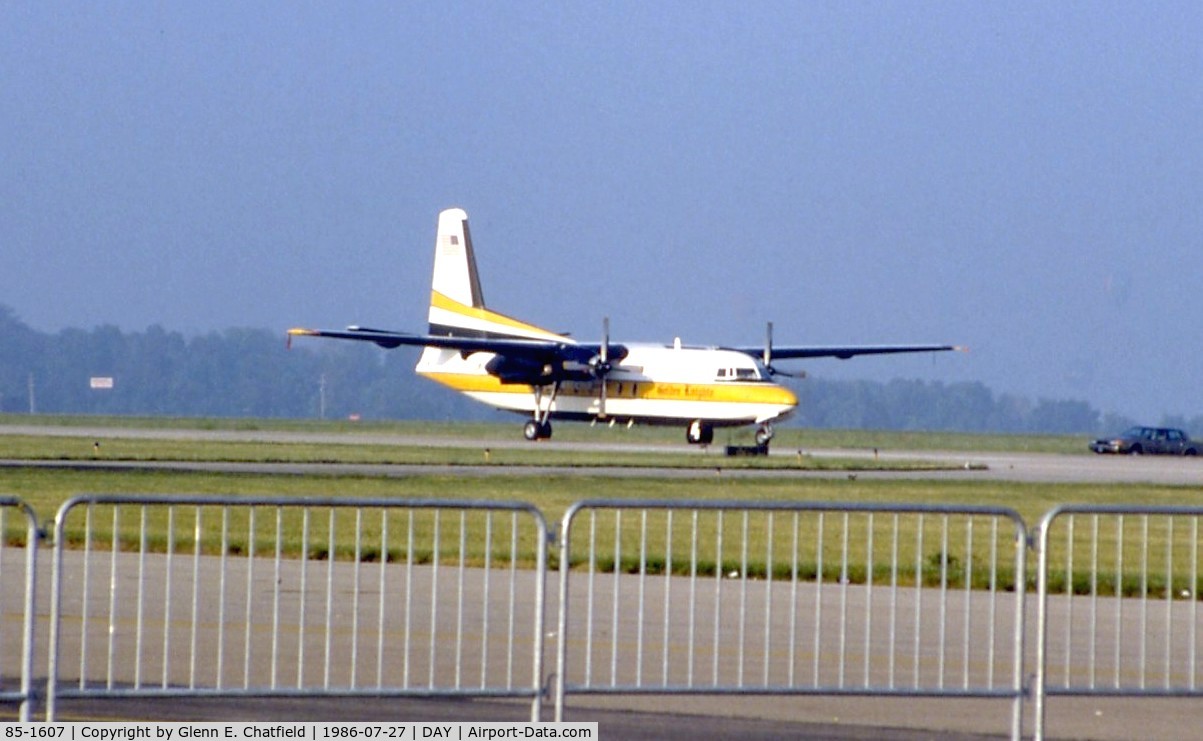 85-1607, 1983 Fokker C-31A (F27-400M) Troopship C/N 10653, C-31A at the Dayton International Air Show.  Golden Knights parachute team plane