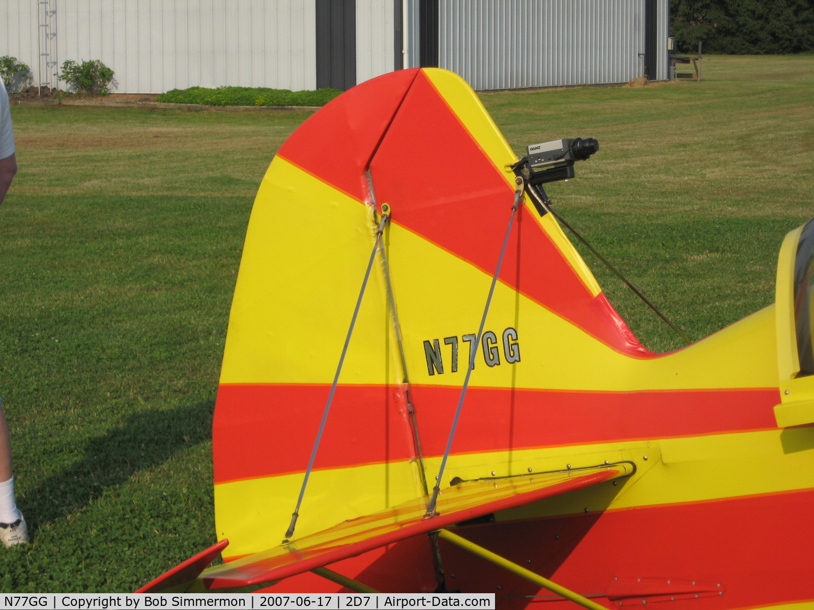 N77GG, 1979 Stolp SA-750 Acroduster Too C/N 1-77-BG, Beach City, OH fly-in.  Tail mounted camera.