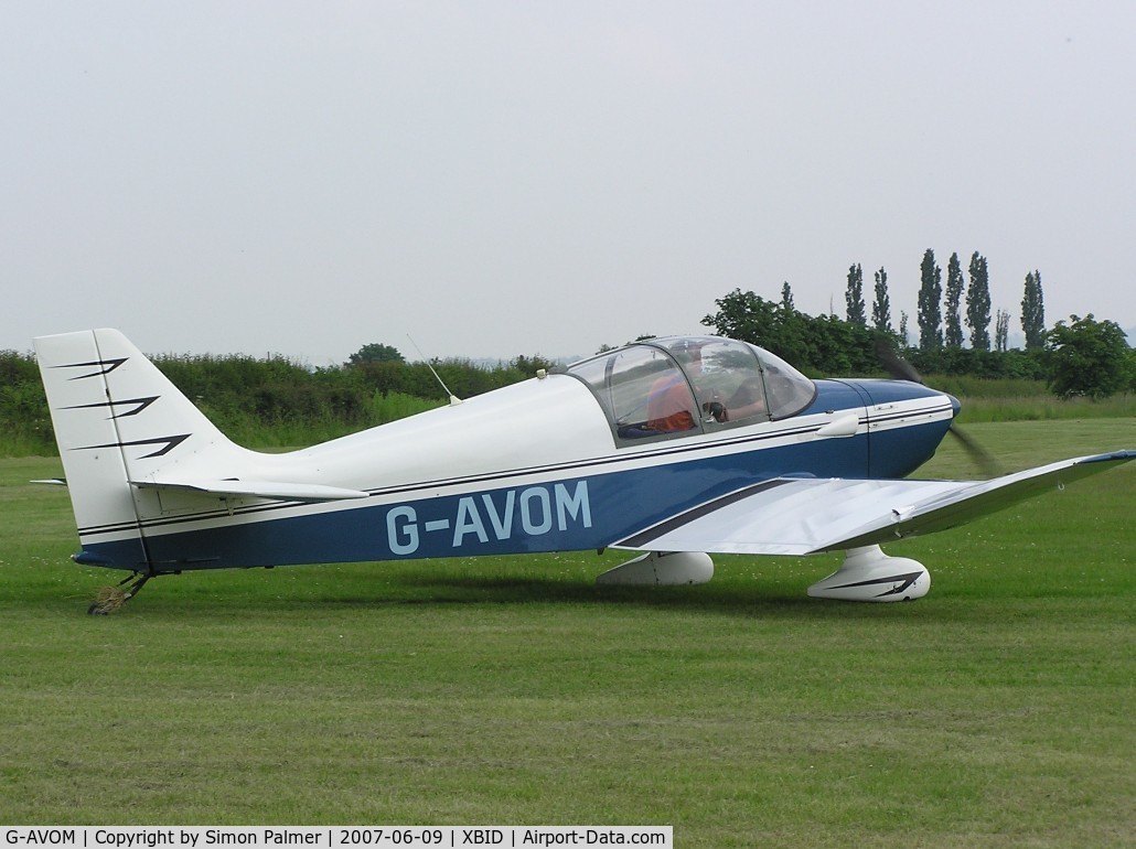 G-AVOM, 1967 CEA Jodel DR-221 Dauphin C/N 65, CEA DR221 taxiing in at Bidford/Bickmarsh